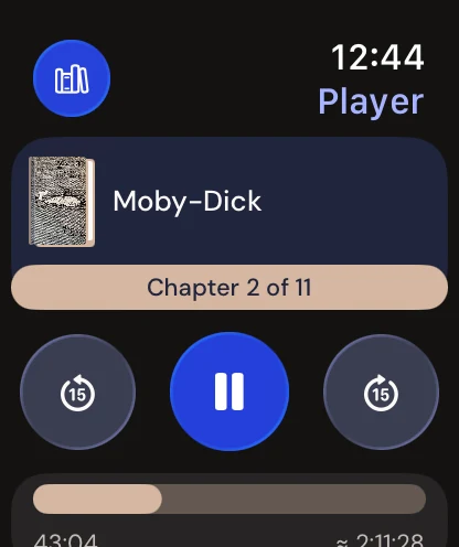 Earlo playback controls on Apple Watch